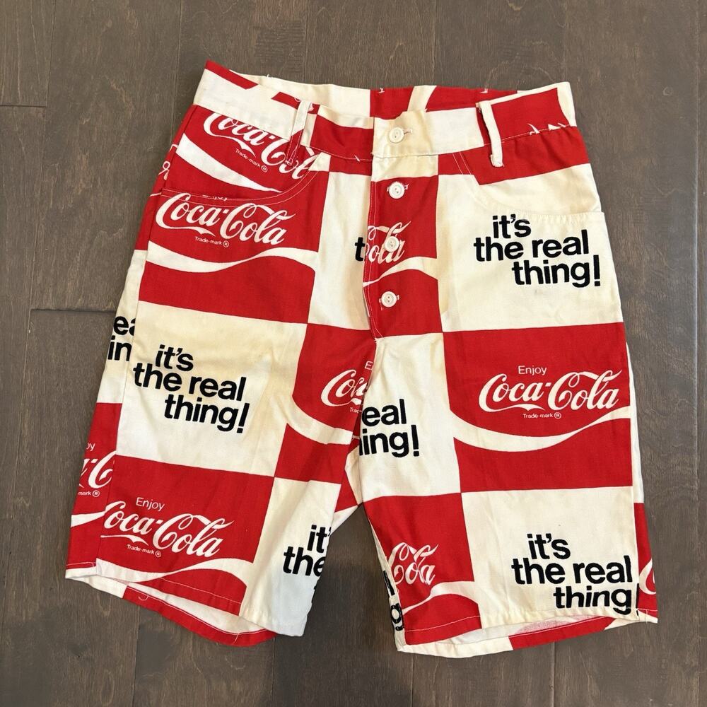 Coca Cola Red and White Men's Flat Front Shorts